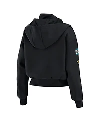 Wear by Erin Andrews Women's Black Jacksonville Jaguars Patch Pocket Cropped Full-Zip Bomber Jacket