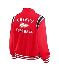 Wear by Erin Andrews Women's Red Kansas City Chiefs Varsity Lightweight Full-Snap Jacket