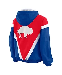 Wear by Erin Andrews Women's Red/Royal Buffalo Bills Retro Crinkle Full-Zip Hoodie Windbreaker Jacket