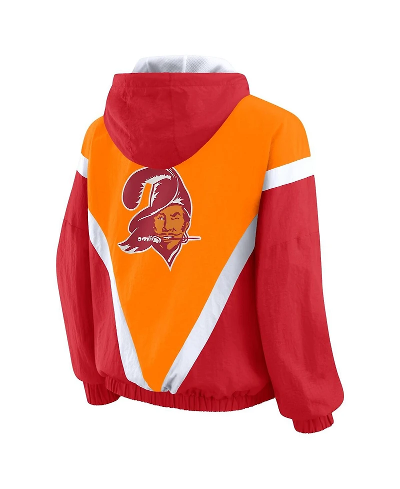 Wear by Erin Andrews Women's Orange/Red Tampa Bay Buccaneers Retro Crinkle Full-Zip Hoodie Windbreaker Jacket