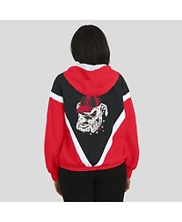 Wear by Erin Andrews Women'sRed/Black Georgia Bulldogs Color Block Full-Zip Hoodie Windbreaker Jacket