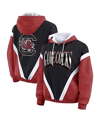 Wear by Erin Andrews Women'sGarnet/Black South Carolina Gamecocks Color Block Full-Zip Hoodie Windbreaker Jacket