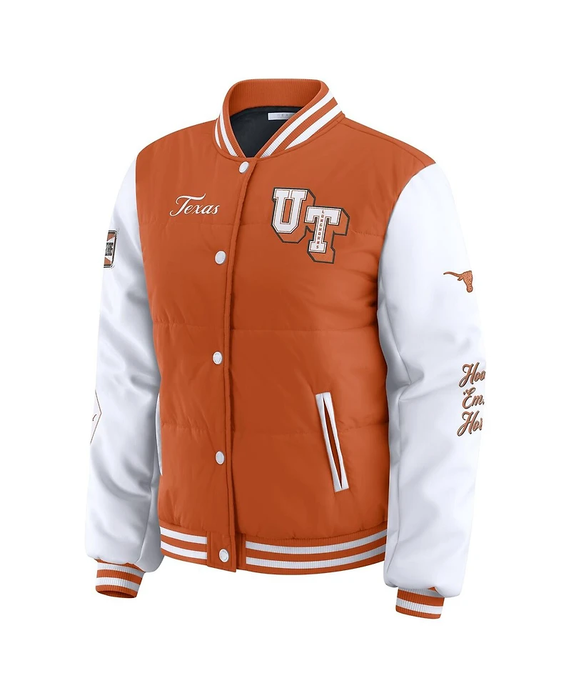 Wear by Erin Andrews Women'sBurnt Orange Texas Longhorns Varsity Puffer Jacket