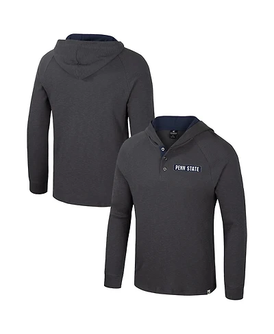 Colosseum Men's Charcoal Penn State Nittany Lions Dujour Ralgan Long Sleeve Henley Hoodie T-Shirt