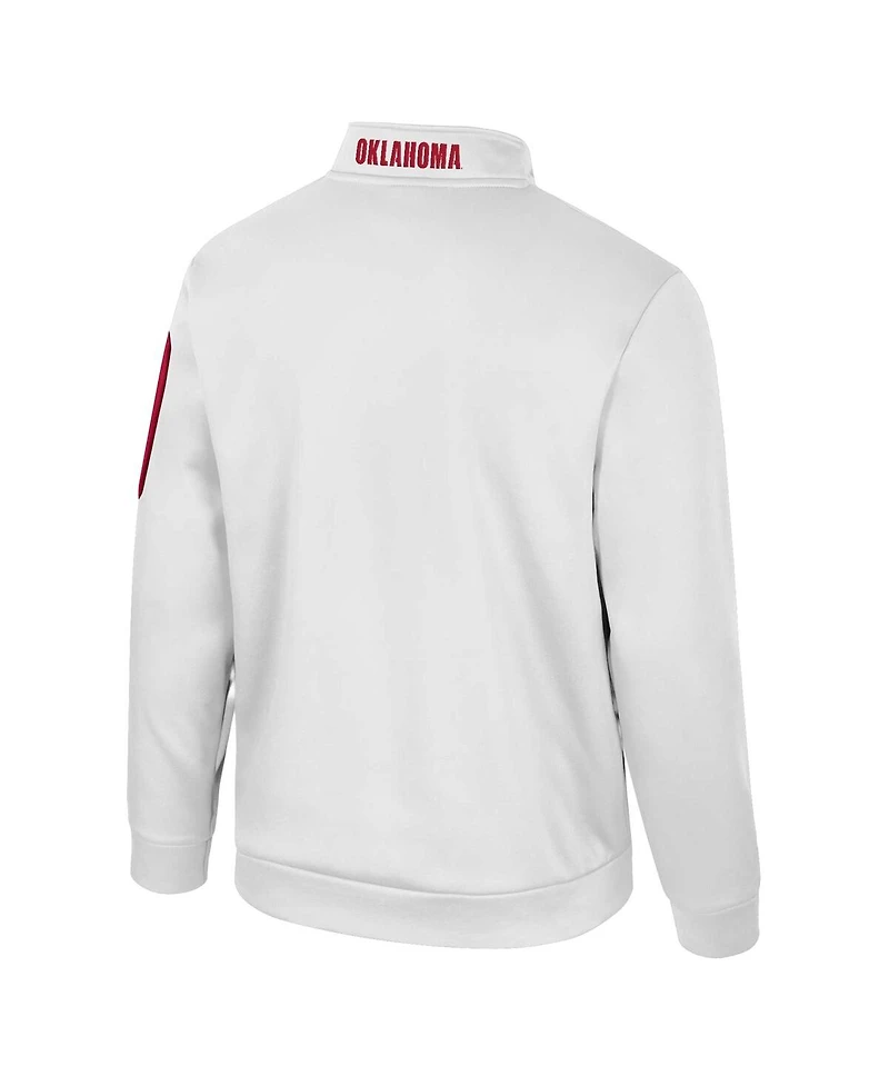 Colosseum Men's White Oklahoma Sooners Mainframe Quarter-Zip Fleece Jacket