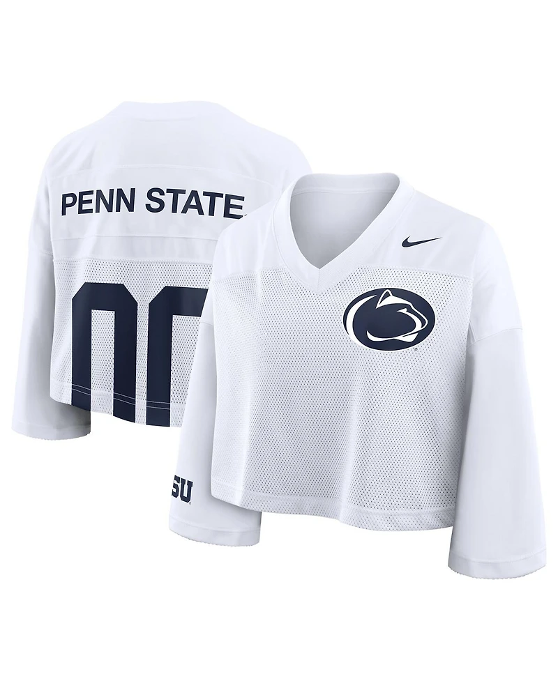 Nike Women'sWhite Penn State Nittany Lions Cropped Mesh Dri-fit Fashion Jersey