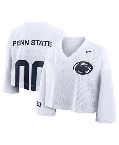 Nike Women'sWhite Penn State Nittany Lions Cropped Mesh Dri-fit Fashion Jersey