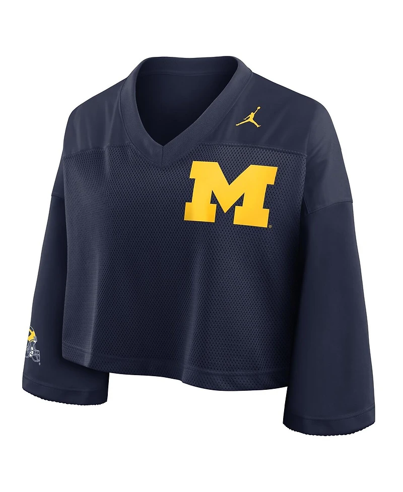 Jordan Women'sNavy Michigan Wolverines Cropped Mesh Dri-fit Fashion Jersey