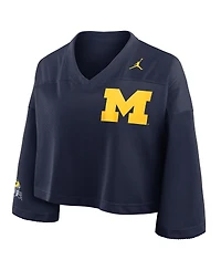 Jordan Women'sNavy Michigan Wolverines Cropped Mesh Dri-fit Fashion Jersey