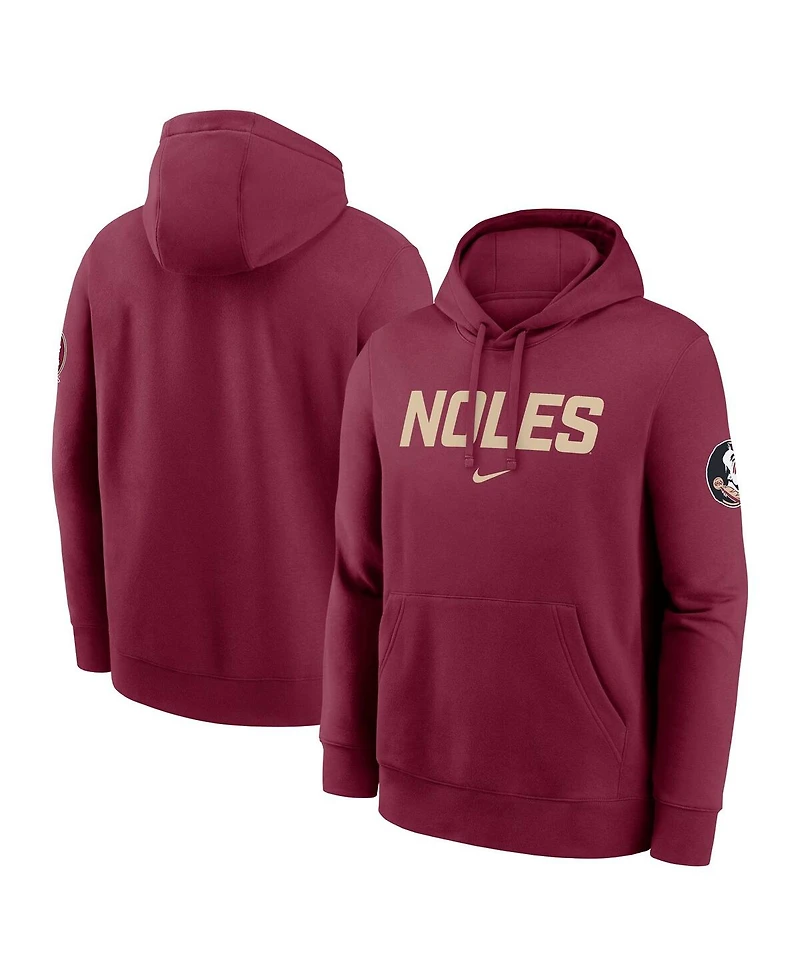 Nike Men's Garnet Florida State Seminoles Nickname Club Fleece Pullover Hoodie