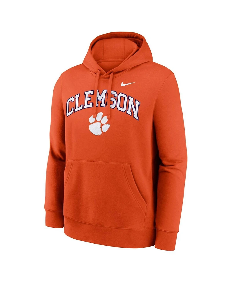 Nike Men's Orange Clemson Tigers Club Fleece Arch Pullover Hoodie