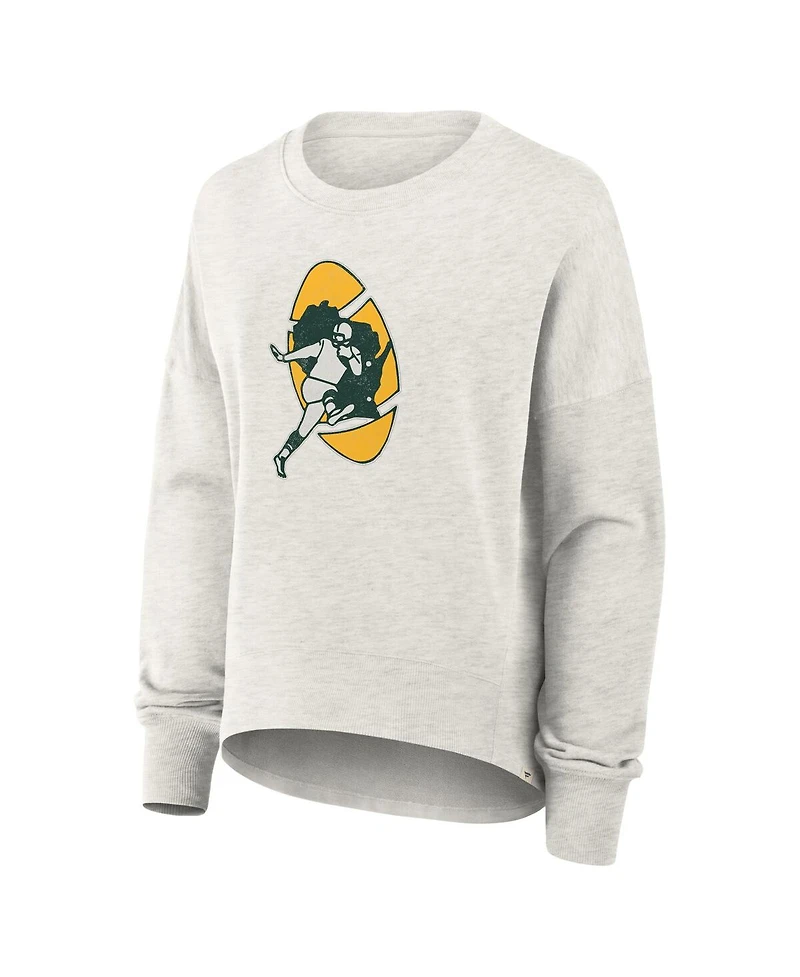 Fanatics Women's Heather Gray Green Bay Packers Oversized Hometown Pullover Sweatshirt