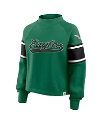 Fanatics Women's Kelly Green Philadelphia Eagles Oversized Hometown Toss Sweep Mock Neck Pullover Hoodie
