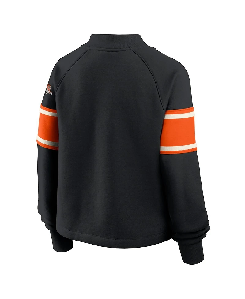 Fanatics Women's Black Cincinnati Bengals Oversized Hometown Toss Sweep Mock Neck Pullover Hoodie