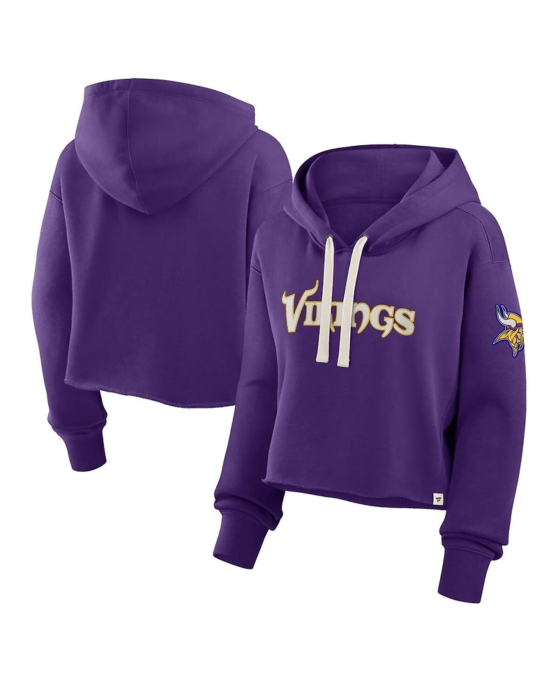 Fanatics Women's Purple Minnesota Vikings Oversized Hometown Heritage Cropped Hoodie