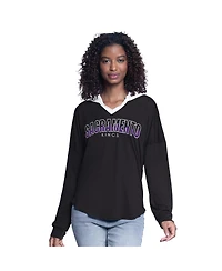 G-iii 4Her by Carl Banks Women's Black Sacramento Kings Bench Player Oversized Long Sleeve Hooded Top