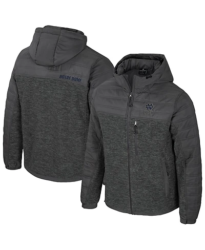 Colosseum Men's Charcoal Notre Dame Fighting Irish Nightman Full-Zip Hoodie Puffer Jacket