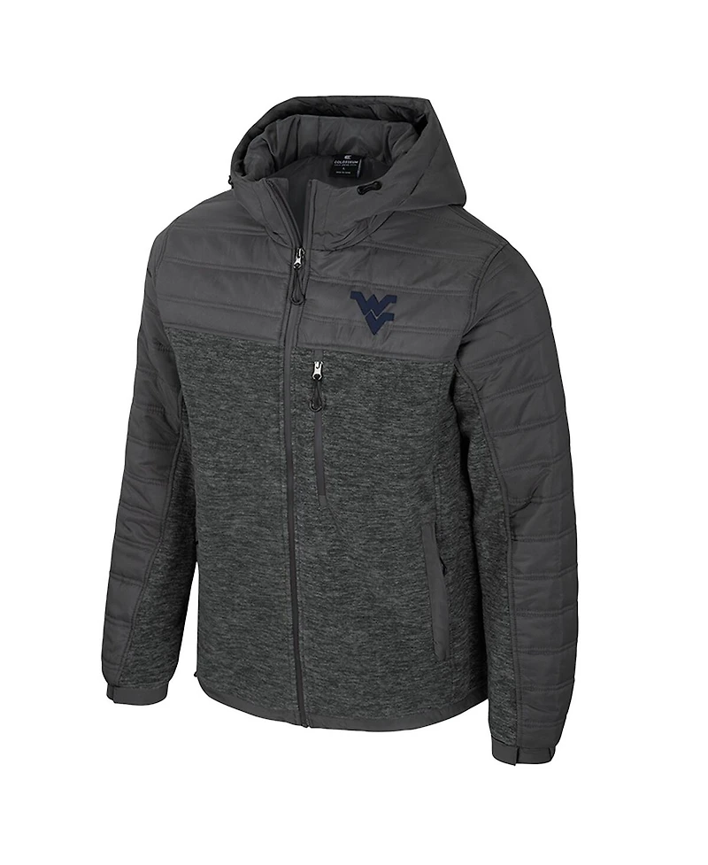 Colosseum Men's Charcoal West Virginia Mountaineers Nightman Full-Zip Hoodie Puffer Jacket