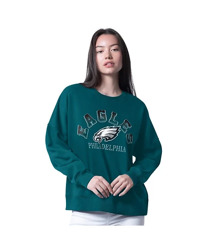 G-iii 4Her by Carl Banks Women's Midnight Green Philadelphia Eagles Oversized Feud Sweatshirt