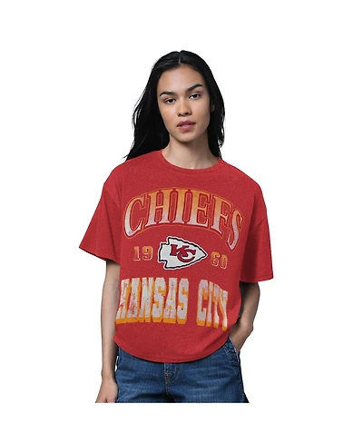 Starter Women's Heather Red Kansas City Chiefs Oversized Hall of Fame T-Shirt