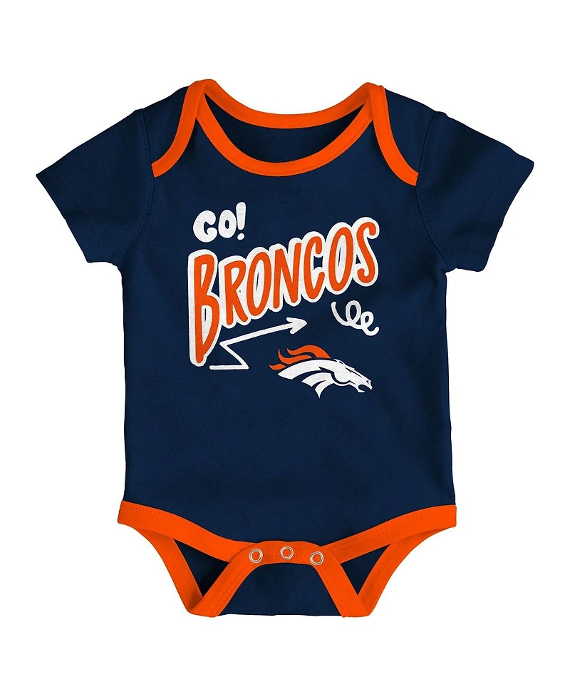 Outerstuff Baby Boys and Girls 3-Piece Denver Broncos All Day Play Bodysuit Set