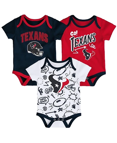 Outerstuff Baby Boys and Girls 3-Piece Houston Texans All Day Play Bodysuit Set