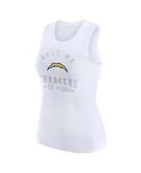 Wear by Erin Andrews Women's White Los Angeles Chargers Ribbed Graphic Tank Top