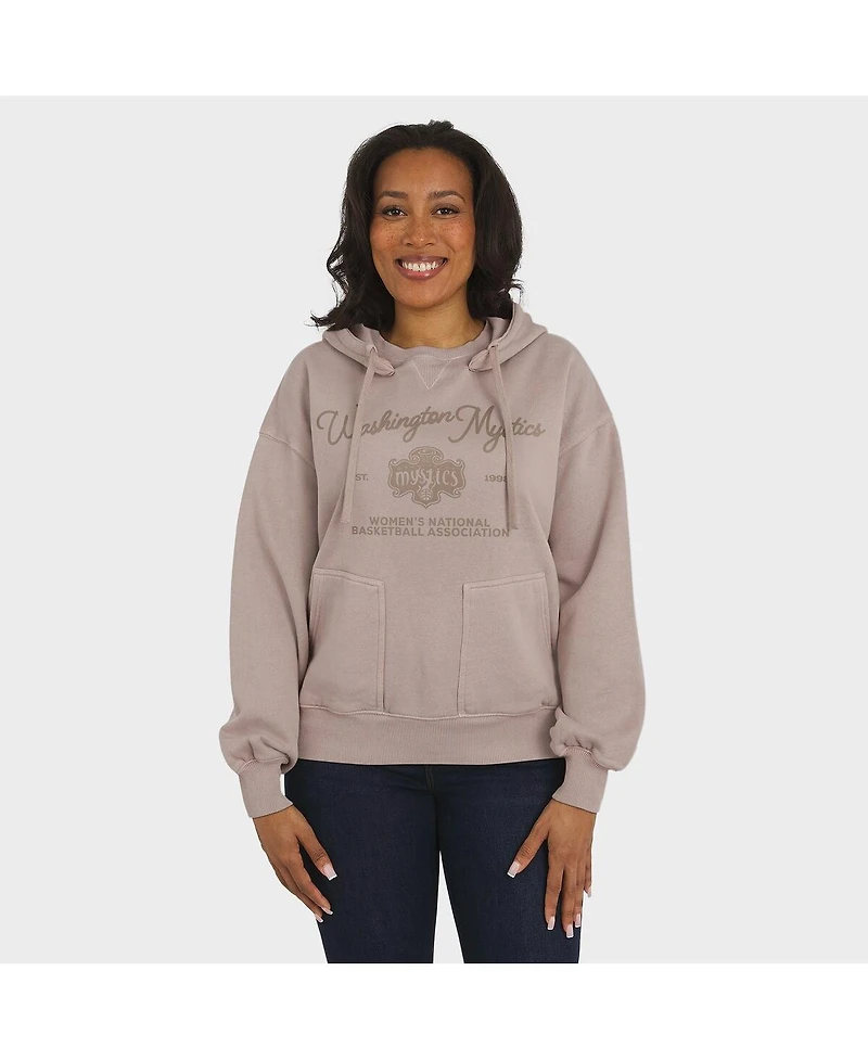 Wear by Erin Andrews Women'sTan Washington Mystics Washed Pullover Crewdie