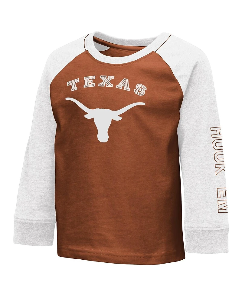 Colosseum ToddlerTexas Orange Texas Longhorns Two-Hit Raglan Long Sleeve T-Shirt