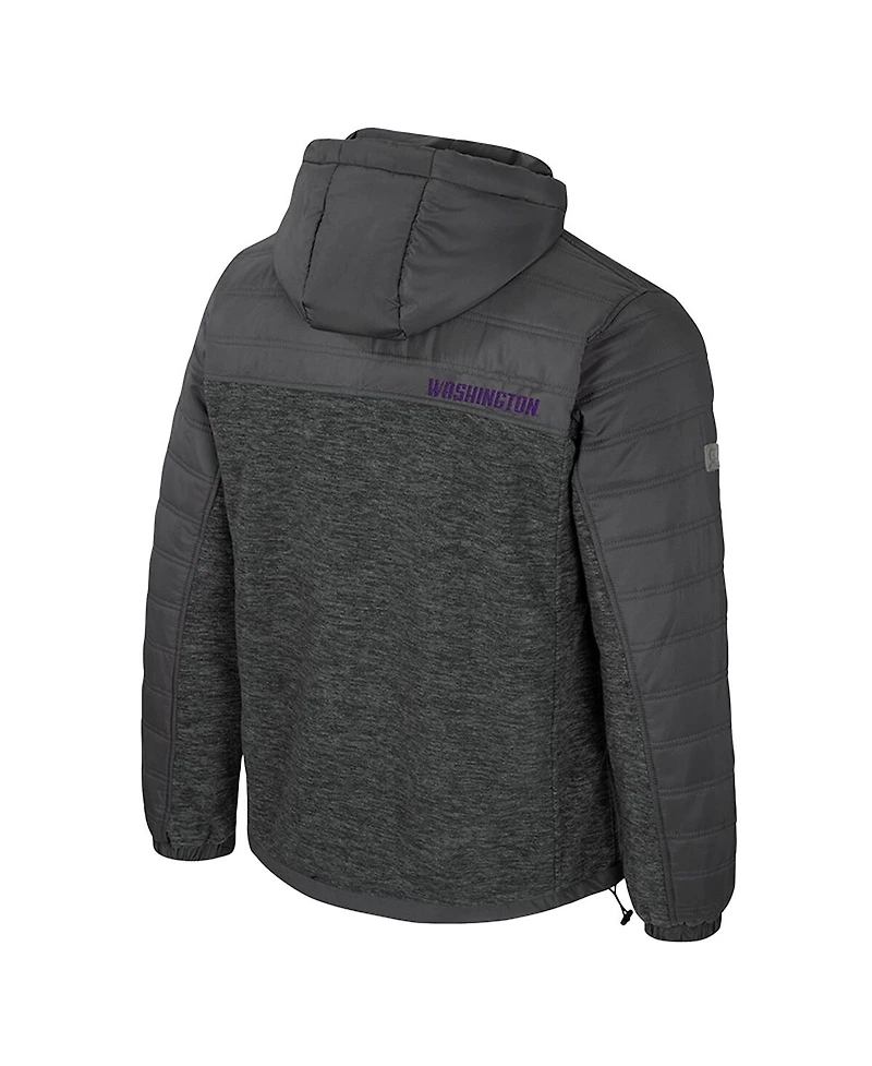 Colosseum Men's Charcoal Washington Huskies Nightman Full-Zip Hoodie Puffer Jacket