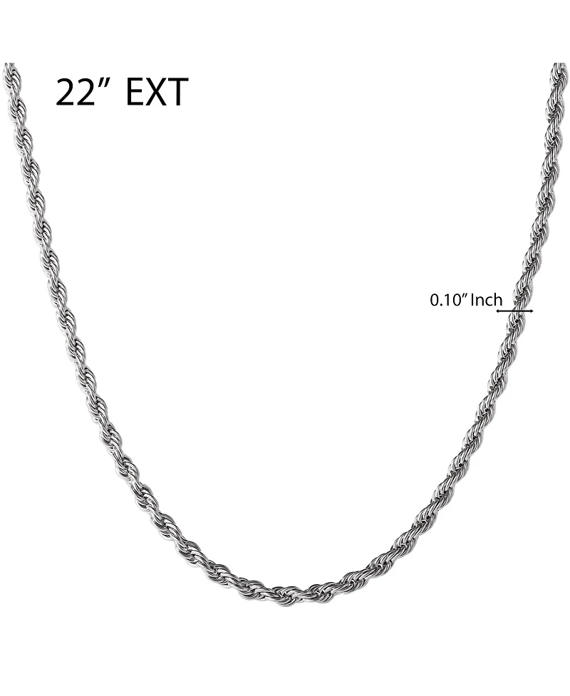 Lucky Brand Stainless Steel (304L) 5MM Rope Chain Necklace 22'' and Bracelet 8.5'' Set