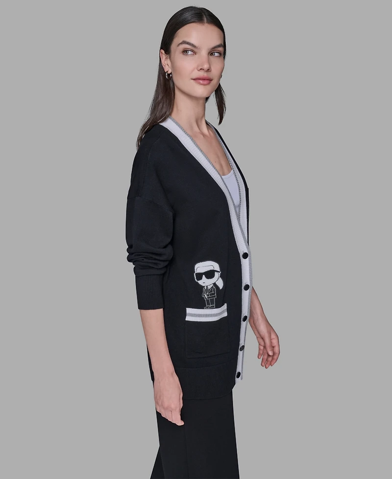 Karl Lagerfeld Paris Women's Patch Detail Cardigan