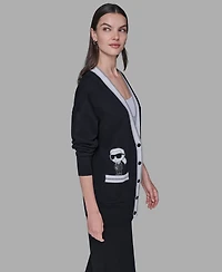 Karl Lagerfeld Paris Women's Patch Detail Cardigan