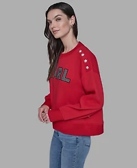 Karl Lagerfeld Paris Women's Embellished Long Sleeve Sweatshirt