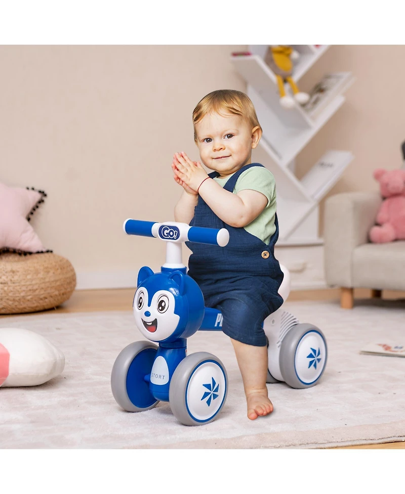 Gymax Baby Balance Bike Ride on Toys w/ Silent Wheels & Pu Seat Linked Rotating Eyes