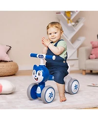 Gymax Baby Balance Bike Ride on Toys w/ Silent Wheels & Pu Seat Linked Rotating Eyes