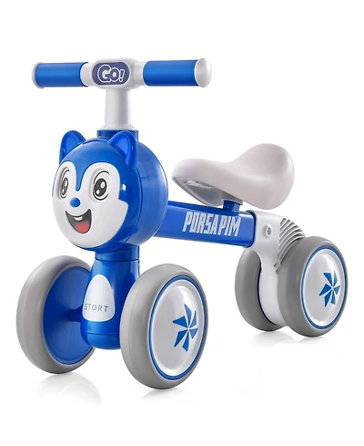 Gymax Baby Balance Bike Ride on Toys w/ Silent Wheels & Pu Seat Linked Rotating Eyes