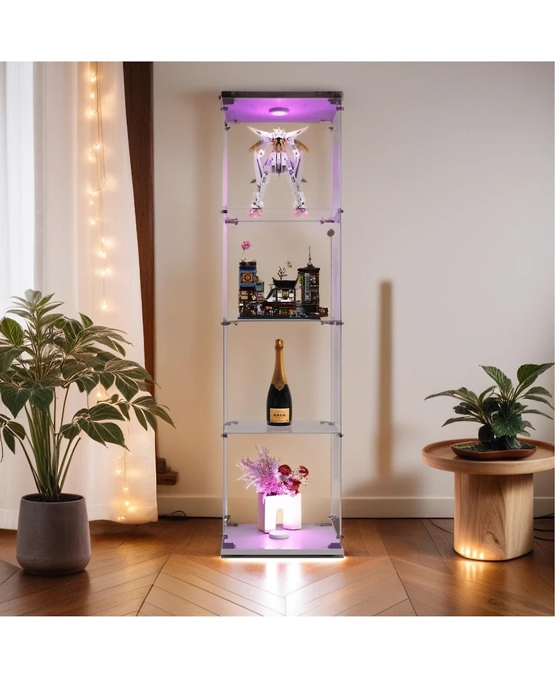 Lovmor Glass Display Case Cabinet with Tempered Glass Doors Large Capacity and Safe Installation