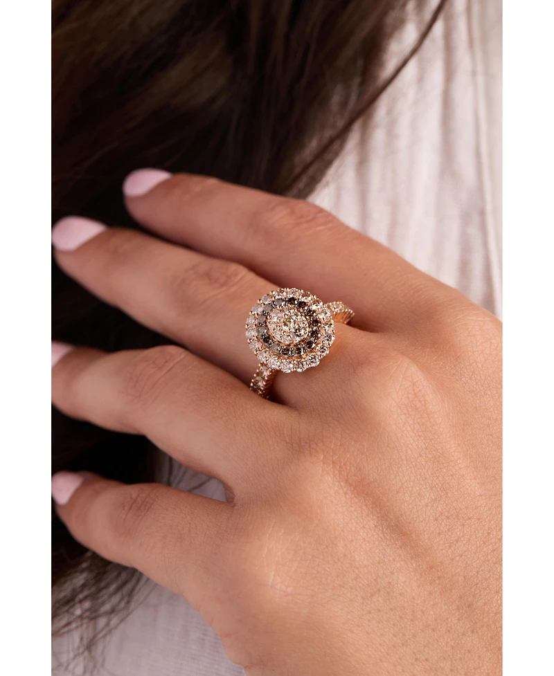 Le Vian Chocolate Diamond & Nude Halo Cluster Ring (2 ct. t.w.) 14k Rose Gold