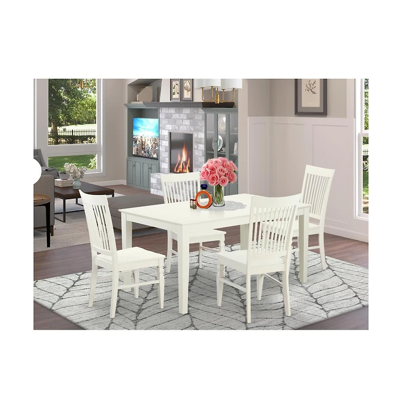 East West Furniture Dining Room Set Linen White