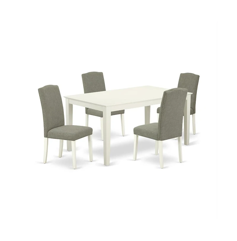 East West Furniture Dining Room Set Linen White