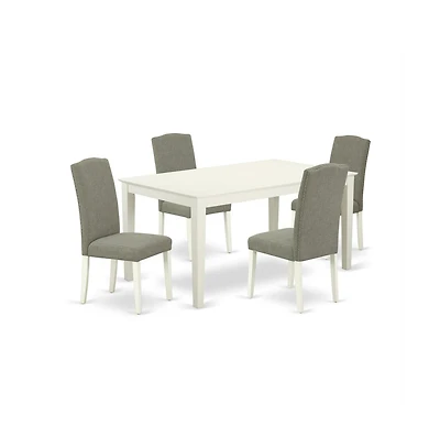 East West Furniture Dining Room Set Linen White