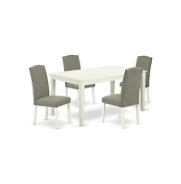 East West Furniture Dining Room Set Linen White