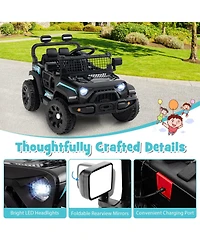 Gymax Kids Ride on Car Truck 12V Battery Powered Electric Vehicle w/ Foldable Mirrors