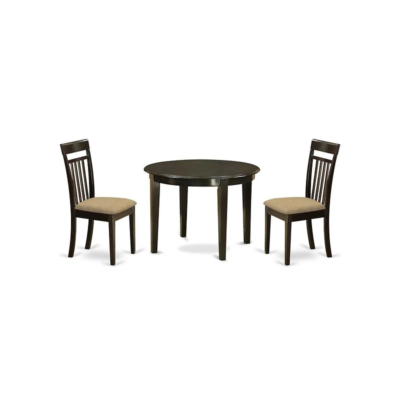 East West Furniture 3 Pc Kitchen nook Dining set-round Table and 2 Dining Chairs