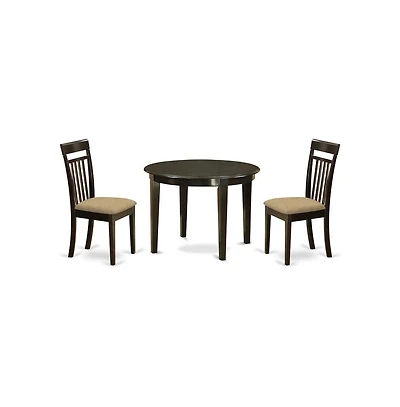 East West Furniture 3 Pc Kitchen nook Dining set-round Table and 2 Dining Chairs