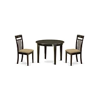 East West Furniture 3 Pc Kitchen nook Dining set-round Table and 2 Dining Chairs