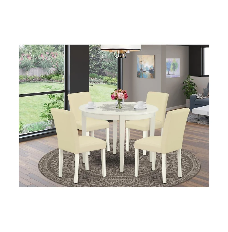 East West Furniture Dining Room Set Linen White