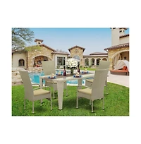 East West Furniture Wicker Patio Set Natural Linen