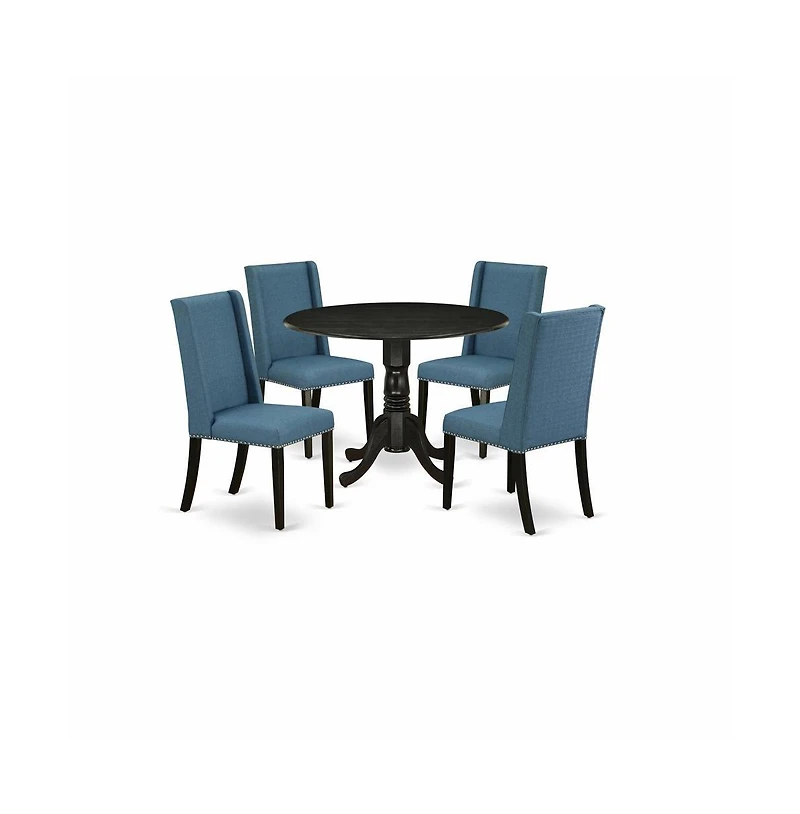 East West Furniture Dining Room Set Wirebrushed Black